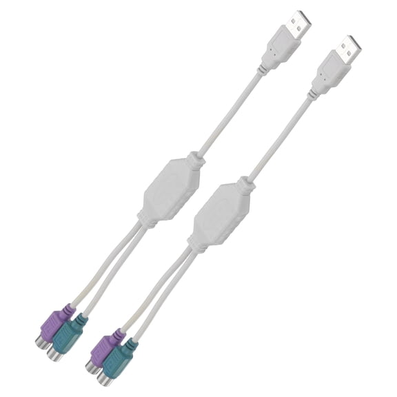 Uxcell USB to PS/2 Adapter, Plastic USB A Male to Dual PS/2 Female Converter Adapter for Wired Mouse/Keyboard/Computers Accessories, Blue