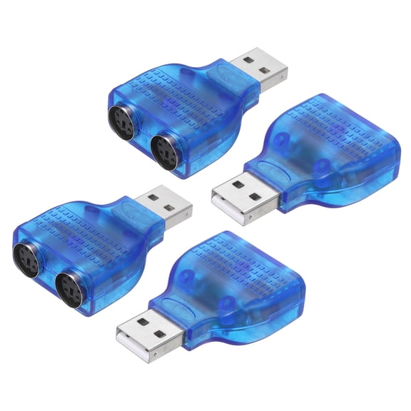 Uxcell USB to PS/2 Adapter, Plastic USB A Male to Dual PS/2 Female Converter Adapter for Wired Mouse/Keyboard/Computers Accessories, Blue