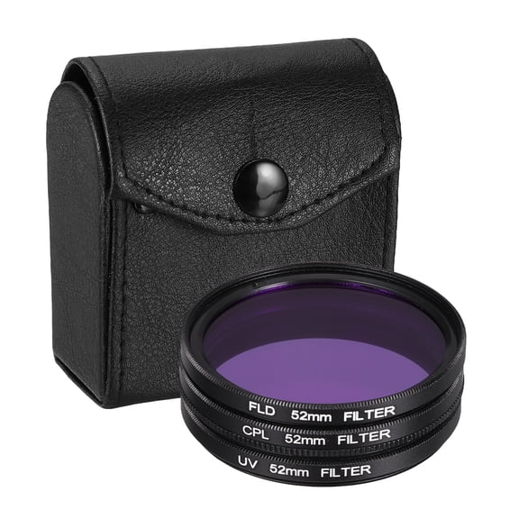 Uxcell UV/CPL/FLD Digital Essentials Filter Kit (52mm) - Aluminum Circular Camera Lens Filters with Pouch for Various Camera Photography Lens, Black