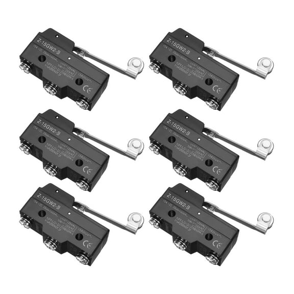 Uxcell UXcell 6Pcs Z-15GW2-B Momentary Micro Lever Limit Switch Snap Action 15A 250V Roller Lever Type