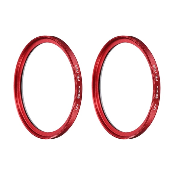 Uxcell Ultra Slim Lens Filter (52mm, 2Pcs) - Multi Coating, Aluminum Circular Screw-in Camera Protection Lens Filter for Camera Photography Lens, Red