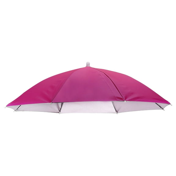 Uxcell Umbrella Hat 27Inch Hands Free Umbrella Cap for Fishing Camping Rose Red