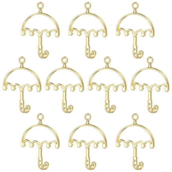 Uxcell Umbrella Shaped Alloy Open Back Bezel Pendants DIY Hollow Resin Frame, Gold Tone 20 Pack