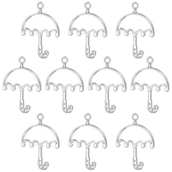 Uxcell Umbrella Shaped Alloy Open Back Bezel Pendants DIY Hollow Resin Frame, Silver Tone 20 Pack