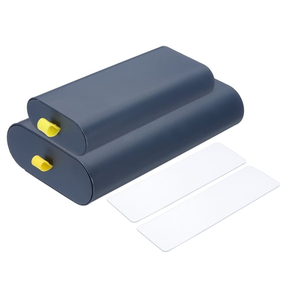 Uxcell Under Desk Drawer Self-Adhesive Slide Out Storage Box Attachable Organizer for Home Office Classroom, Dark Blue, 2 Pcs