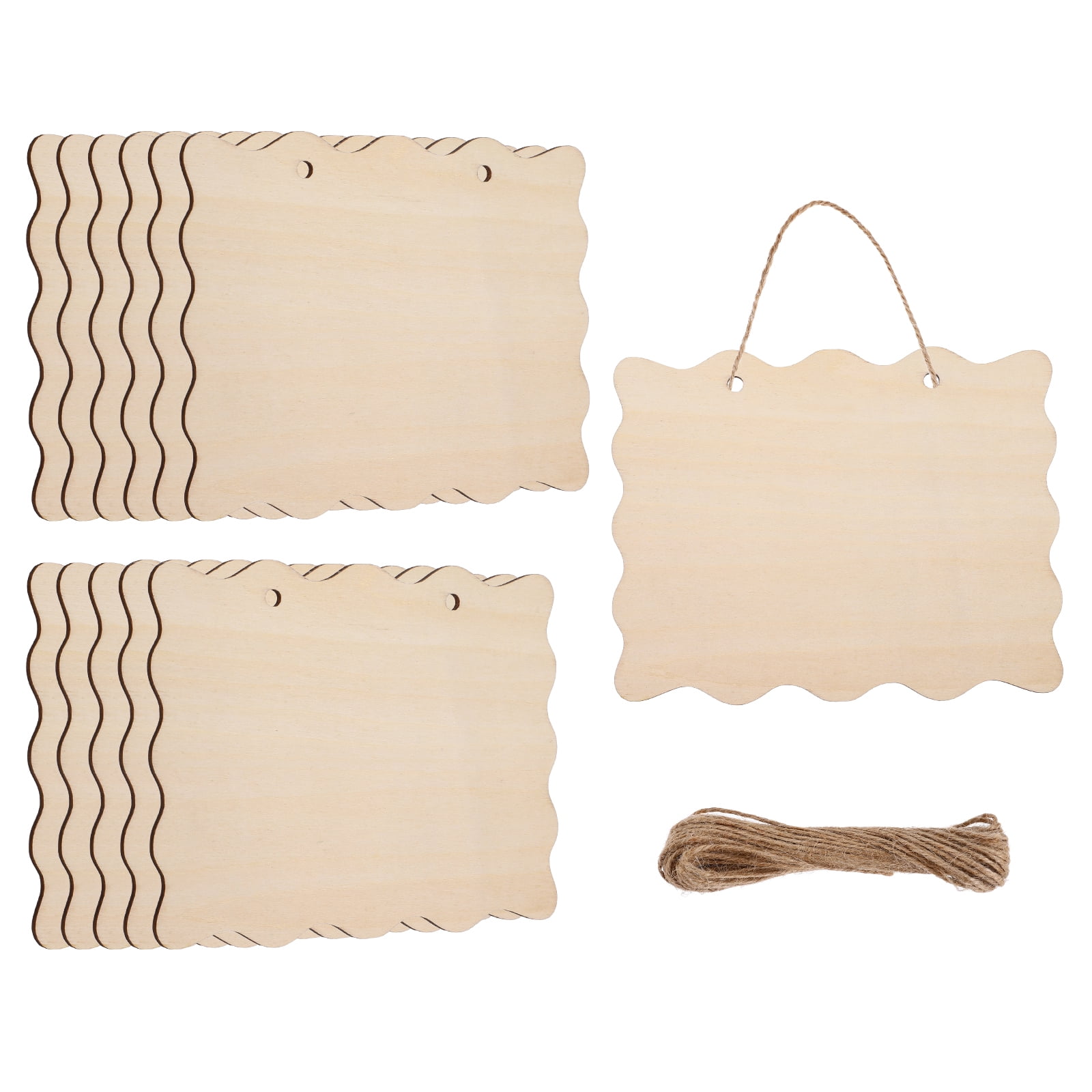 Uxcell Unfinished Hanging Wood Sign Blank with Ropes 6