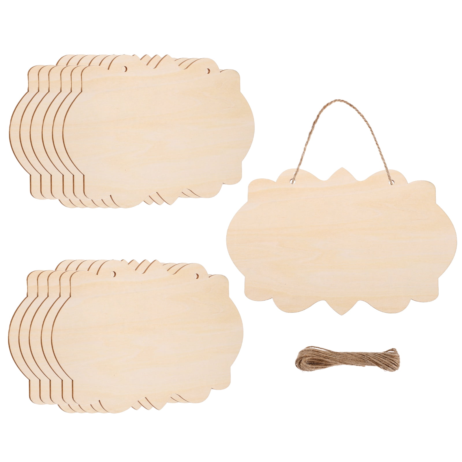Uxcell Unfinished Hanging Wood Sign Blank with Ropes 9