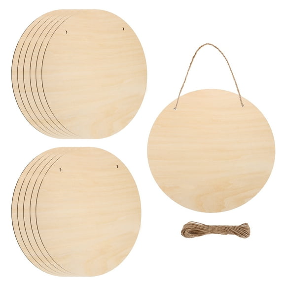 Uxcell Unfinished Hanging Wood Sign Blank with Ropes 9"x9" Unfinished Wood Crafts Boards Wooden Plaques for Crafts DIY Painting Burning Carving Door Wall Decoration, Style 10, Pack of 12