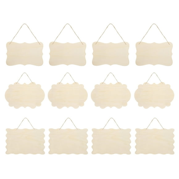 Uxcell Unfinished Wood Sign, 12 Pack Wood Crafts Blank Wood Slices Hanging Wooden Plaque for Craft, Style 1