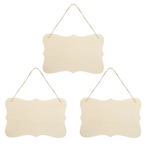 Uxcell Unfinished Wood Sign, 3 Pack Wood Crafts Blank Wood Slices Hanging Wooden Plaque for Craft, Style 3