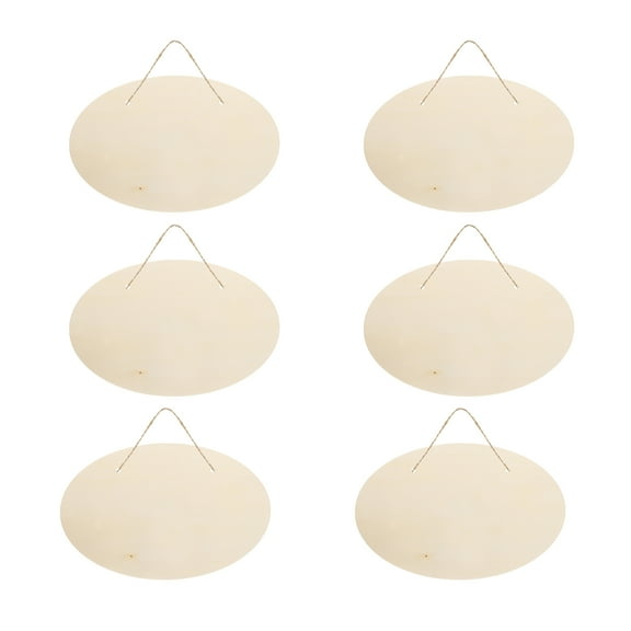 Uxcell Unfinished Wood Sign, 6 Pack Wood Crafts Blank Wood Slices Hanging Wooden Plaque for Craft, Style 2