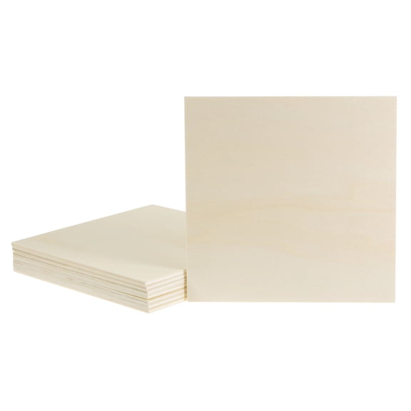 Uxcell Unfinished Wood Square Cutouts, 6" Squares Wood Slices, 0.12" Thick 8 Pack