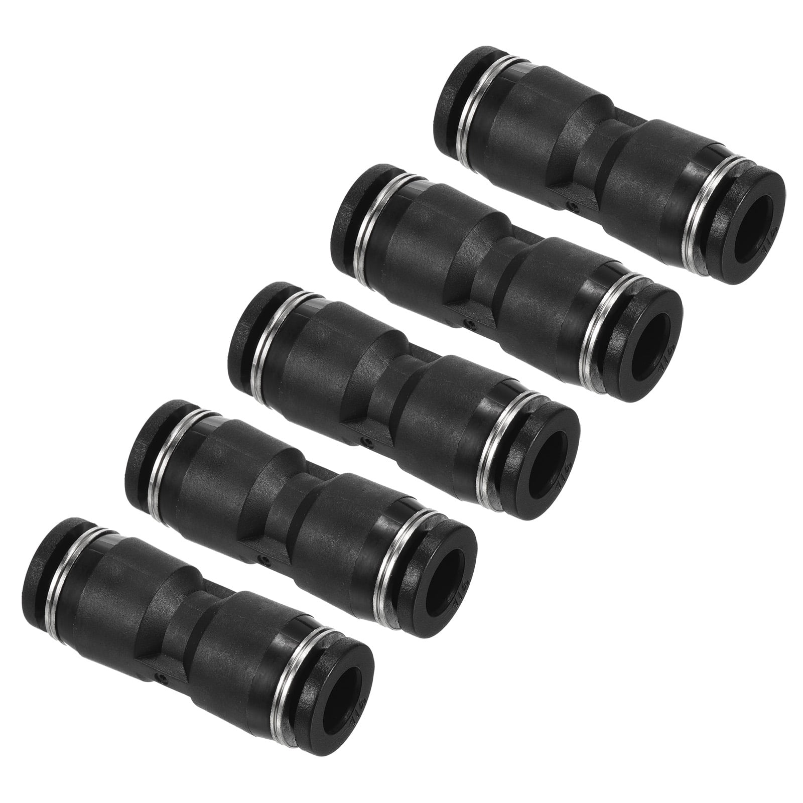 Uxcell Union 1/4" Push to Connect Pneumatic Air Line Fitting, Black 5 Pack