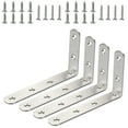 thumbnail image 1 of Uxcell Unique Bargains 4.92' x 2.95' Stainless Steel L Shaped Angle Brackets Corner Braces Support with Screws, 4pcs, 1 of 7