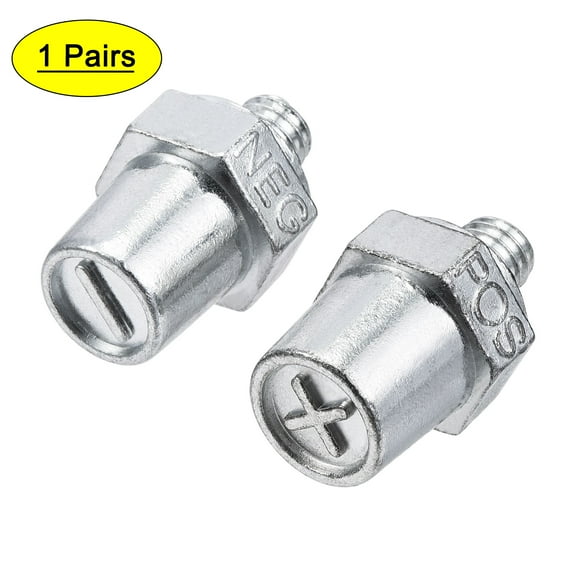Uxcell Universal Battery Charging Side Post Positive Negative 3/8 Inch Male Zinc Alloy 1 Pair