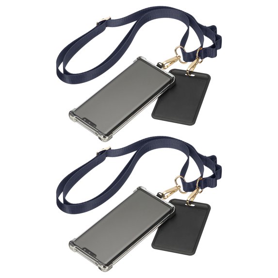 Uxcell Universal Cell Phone Lanyard, 2Pcs Adjustable Crossbody Phone Strap Anti-Theft Polyester Neck Lanyard with Patches for Concerts Gym Travel Secure Hands-Free Carry, Navy Blue