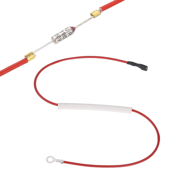 Uxcell Universal Rice Cooker Temperature Fuse, 185C 10A 250V Metal Thermal Fuse with Terminal and Ring Terminal Fiberglass Sleeving for Electric Pressure Cooker Repair Part