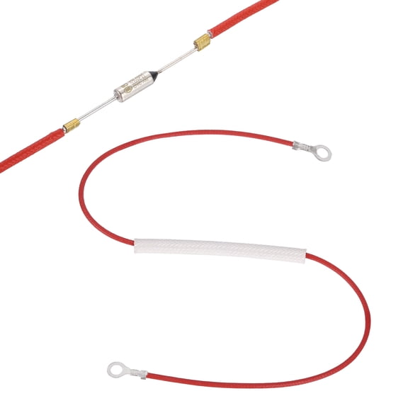 Uxcell Universal Rice Cooker Temperature Fuse, 240C 10A 250V Metal Thermal Fuse with Both End Ring Terminal Fiberglass Sleeving for Electric Pressure Cooker Repair Part