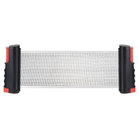 Uxcell Up to 2" Retractable Ping Pong Net Portable Table Tennis Net and Post Replacement with Storage Box, Black Red