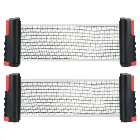 Uxcell Up to 2" Retractable Ping Pong Net Portable Table Tennis Net and Post with Storage Box, Black Red 2 Pack