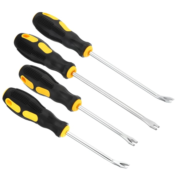 Uxcell Upholstery Staple Remover, 4" V Straight Curved 6" U V Shape Construction Staple Puller Nail Tack Tool Yellow