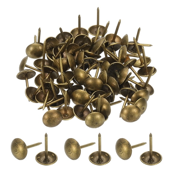 Uxcell Upholstery Tacks Vintage Thumb Nails Pins Round Head Metal Push Tack Pin for DIY Furniture Sofa Chair 0.59" x 3/8"