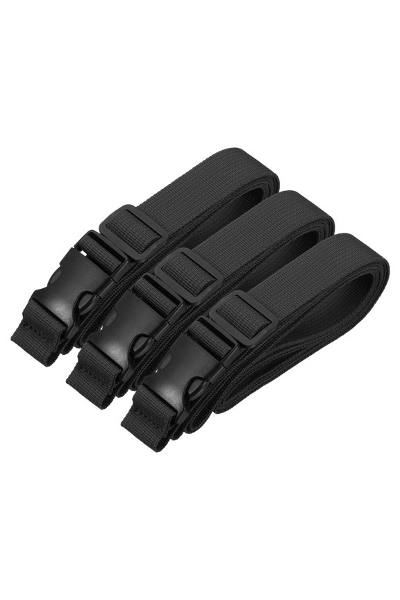 Utility Straps with Quick Release Buckle, (1 Inch x 10 Feet, Black) (3 Pcs) Adjustable Luggage Polyester Straps Backpack Webbing, Suit for Sleeping Bag/Camping/Hiking