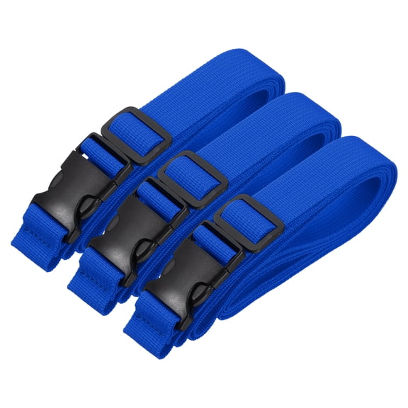 Uxcell Utility Straps with Quick Release Buckle, (1 Inch x 10 Feet, Blue) (3 Pcs) Adjustable Luggage Polyester Straps Backpack Webbing, Suit for Sleeping Bag/Camping/Hiking