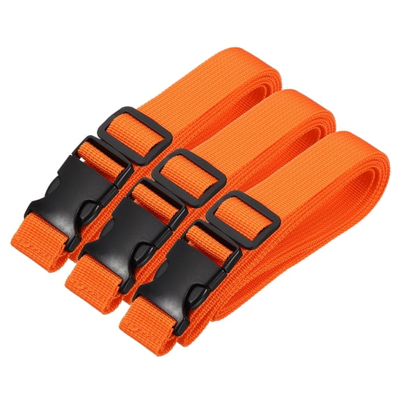 Uxcell Utility Straps with Quick Release Buckle, (1 Inch x 10 Feet, Orange) (3 Pcs) Adjustable Luggage Polyester Straps Backpack Webbing, Suit for Sleeping Bag/Camping/Hiking