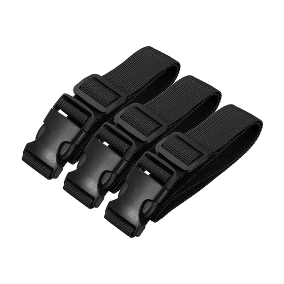 Uxcell Utility Straps with Quick Release Buckle, (1 Inch x 2 Feet, Black) (3 Pcs) Adjustable Luggage Polyester Straps Backpack Webbing, Suit for Sleeping Bag/Camping/Hiking