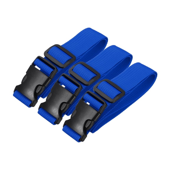 Uxcell Utility Straps with Quick Release Buckle, (1 Inch x 2 Feet, Blue) (3 Pcs) Adjustable Luggage Polyester Straps Backpack Webbing, Suit for Sleeping Bag/Camping/Hiking