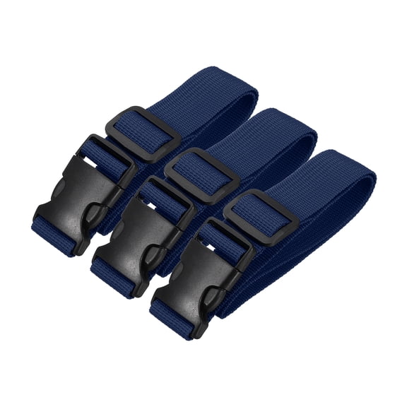 Uxcell Utility Straps with Quick Release Buckle, (1 Inch x 2 Feet, Dark Blue) (3 Pcs) Adjustable Luggage Polyester Straps Backpack Webbing, Suit for Sleeping Bag/Camping/Hiking
