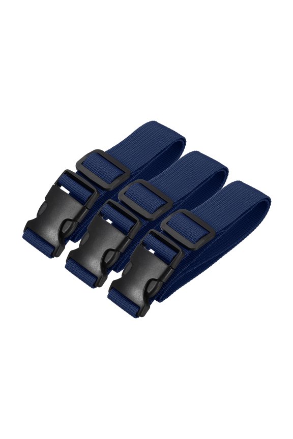 Utility Straps with Quick Release Buckle, (1 Inch x 2 Feet, Dark Blue) (3 Pcs) Adjustable Luggage Polyester Straps Backpack Webbing, Suit for Sleeping Bag/Camping/Hiking