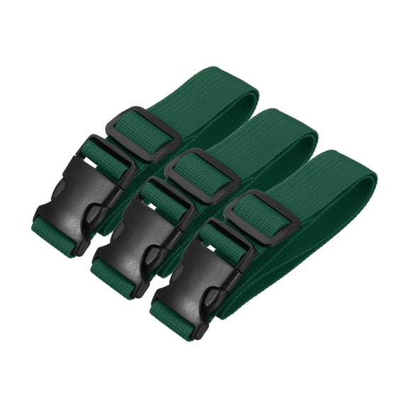 Uxcell Utility Straps with Quick Release Buckle, (1 Inch x 2 Feet, Dark Green) (3 Pcs) Adjustable Luggage Polyester Straps Backpack Webbing, Suit for Sleeping Bag/Camping/Hiking