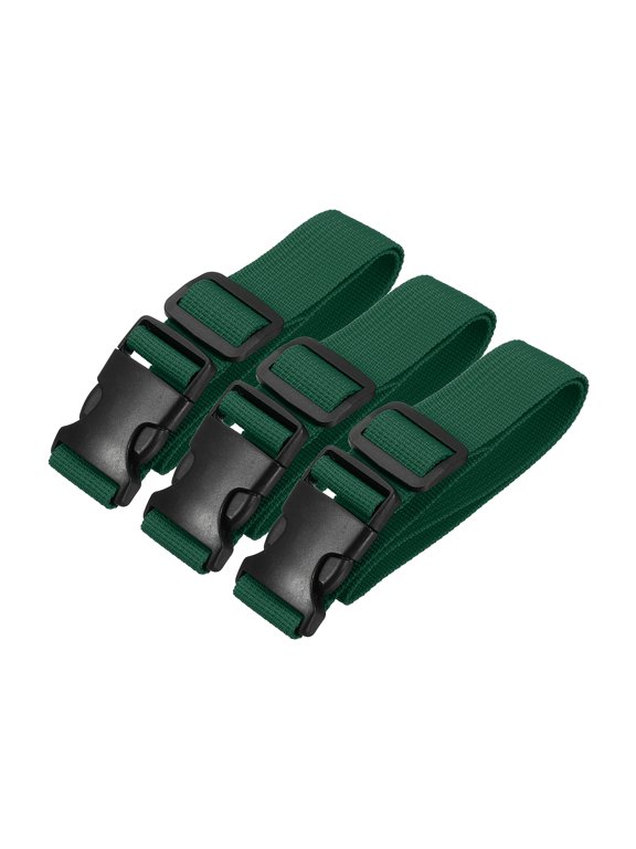 Utility Straps with Quick Release Buckle, (1 Inch x 2 Feet, Dark Green) (3 Pcs) Adjustable Luggage Polyester Straps Backpack Webbing, Suit for Sleeping Bag/Camping/Hiking