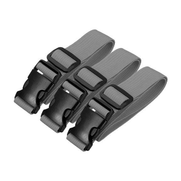 Uxcell Utility Straps with Quick Release Buckle, (1 Inch x 2 Feet, Gray) (3 Pcs) Adjustable Luggage Polyester Straps Backpack Webbing, Suit for Sleeping Bag/Camping/Hiking