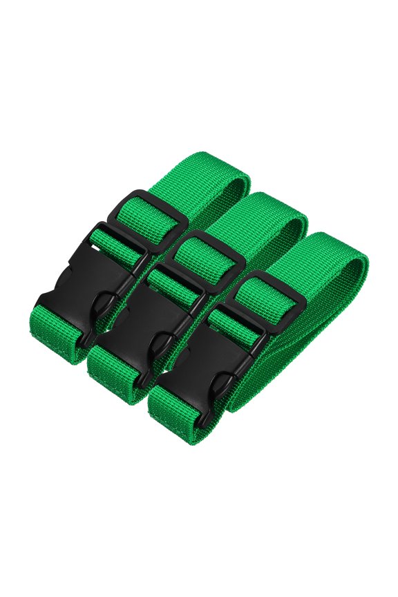 Utility Straps with Quick Release Buckle, (1 Inch x 2 Feet, Green) (3 Pcs) Adjustable Luggage Polyester Straps Backpack Webbing, Suit for Sleeping Bag/Camping/Hiking