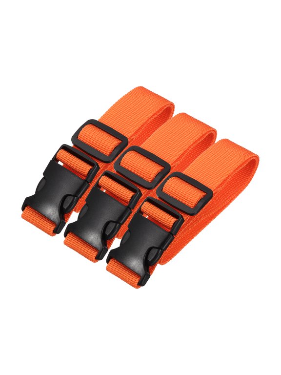 Utility Straps with Quick Release Buckle, (1 Inch x 2 Feet, Orange) (3 Pcs) Adjustable Luggage Polyester Straps Backpack Webbing, Suit for Sleeping Bag/Camping/Hiking