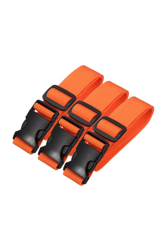 Utility Straps with Quick Release Buckle, (1 Inch x 2 Feet, Orange) (3 Pcs) Adjustable Luggage Polyester Straps Backpack Webbing, Suit for Sleeping Bag/Camping/Hiking
