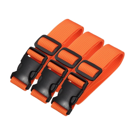 Uxcell Utility Straps with Quick Release Buckle, (1 Inch x 2 Feet, Orange) (3 Pcs) Adjustable Luggage Polyester Straps Backpack Webbing, Suit for Sleeping Bag/Camping/Hiking