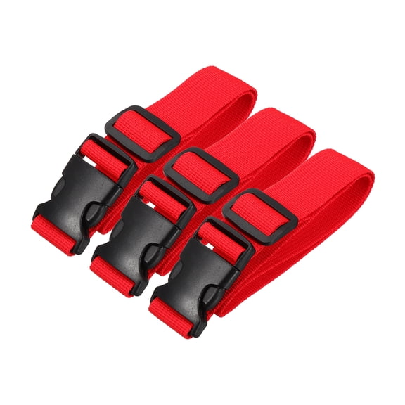Uxcell Utility Straps with Quick Release Buckle, (1 Inch x 2 Feet, Red) (3 Pcs) Adjustable Luggage Polyester Straps Backpack Webbing, Suit for Sleeping Bag/Camping/Hiking