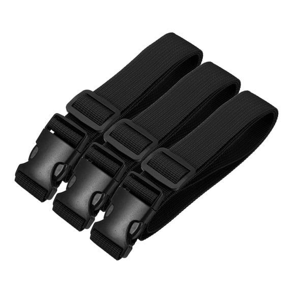 Uxcell Utility Straps with Quick Release Buckle, (1 Inch x 3 Feet, Black) (3 Pcs) Adjustable Luggage Polyester Straps Backpack Webbing, Suit for Sleeping Bag/Camping/Hiking