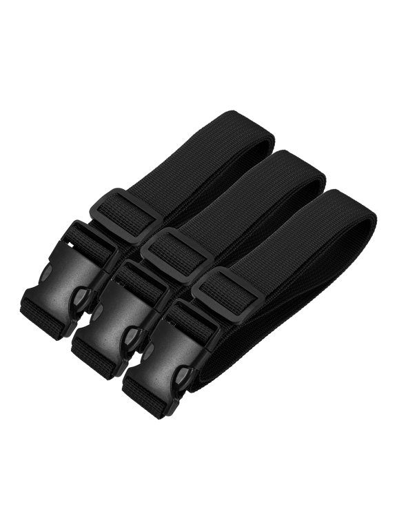 Utility Straps with Quick Release Buckle, (1 Inch x 3 Feet, Black) (3 Pcs) Adjustable Luggage Polyester Straps Backpack Webbing, Suit for Sleeping Bag/Camping/Hiking