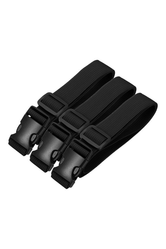 Utility Straps with Quick Release Buckle, (1 Inch x 3 Feet, Black) (3 Pcs) Adjustable Luggage Polyester Straps Backpack Webbing, Suit for Sleeping Bag/Camping/Hiking
