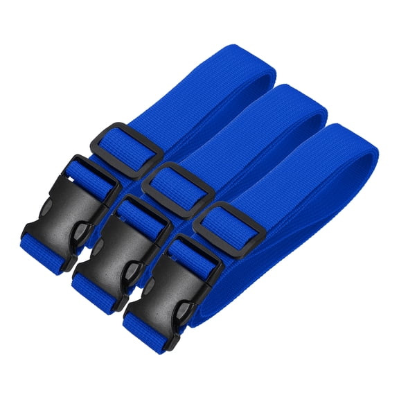 Uxcell Utility Straps with Quick Release Buckle, (1 Inch x 3 Feet, Blue) (3 Pcs) Adjustable Luggage Polyester Straps Backpack Webbing, Suit for Sleeping Bag/Camping/Hiking