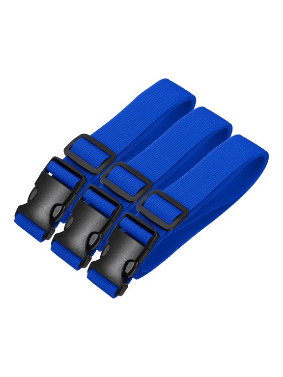 Utility Straps with Quick Release Buckle, (1 Inch x 3 Feet, Blue) (3 Pcs) Adjustable Luggage Polyester Straps Backpack Webbing, Suit for Sleeping Bag/Camping/Hiking