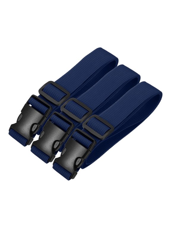 Utility Straps with Quick Release Buckle, (1 Inch x 3 Feet, Dark Blue) (3 Pcs) Adjustable Luggage Polyester Straps Backpack Webbing, Suit for Sleeping Bag/Camping/Hiking