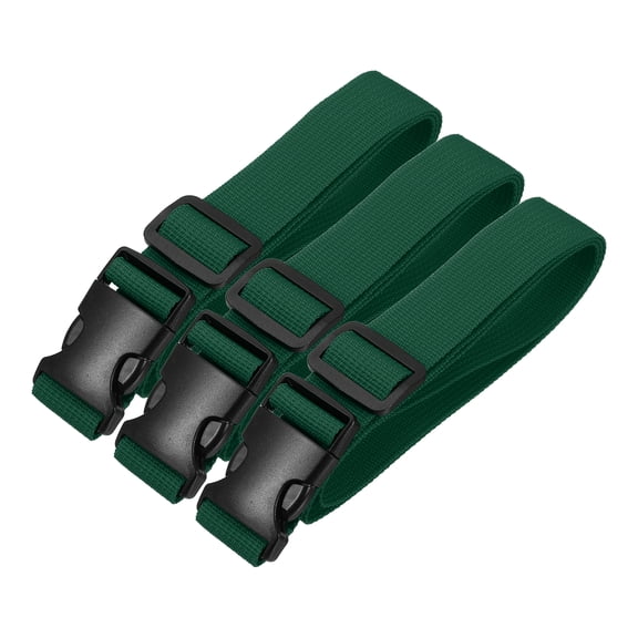 Uxcell Utility Straps with Quick Release Buckle, (1 Inch x 3 Feet, Dark Green) (3 Pcs) Adjustable Luggage Polyester Straps Backpack Webbing, Suit for Sleeping Bag/Camping/Hiking