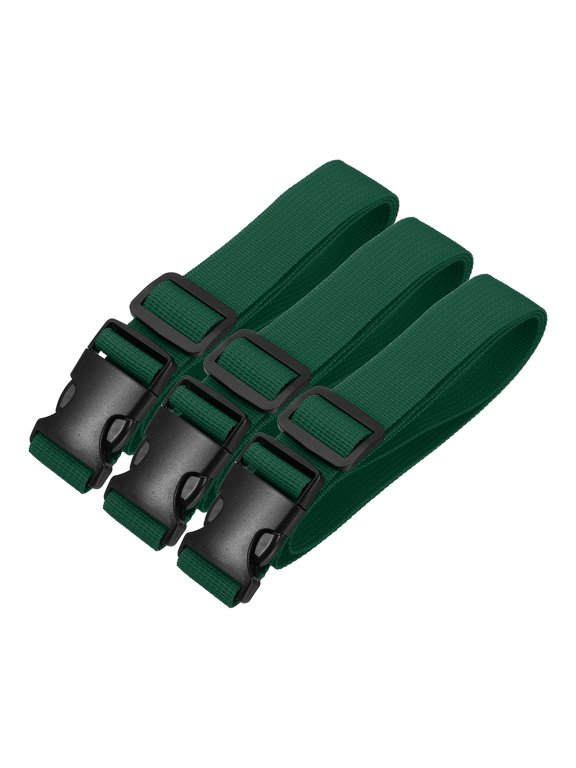 Utility Straps with Quick Release Buckle, (1 Inch x 3 Feet, Dark Green) (3 Pcs) Adjustable Luggage Polyester Straps Backpack Webbing, Suit for Sleeping Bag/Camping/Hiking