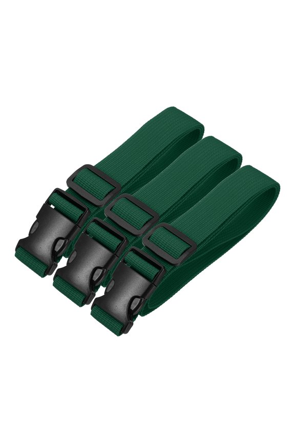 Utility Straps with Quick Release Buckle, (1 Inch x 3 Feet, Dark Green) (3 Pcs) Adjustable Luggage Polyester Straps Backpack Webbing, Suit for Sleeping Bag/Camping/Hiking